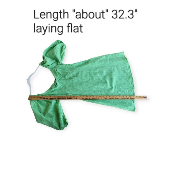 Billabong Green Cotton Boho Puff Sleeve Mini Dress M NWOT - Picture 8 of 12